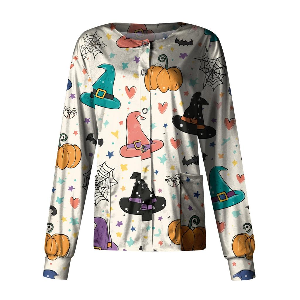 Women's Casual Long Sleeve Single Breasted Printed Dry- Top