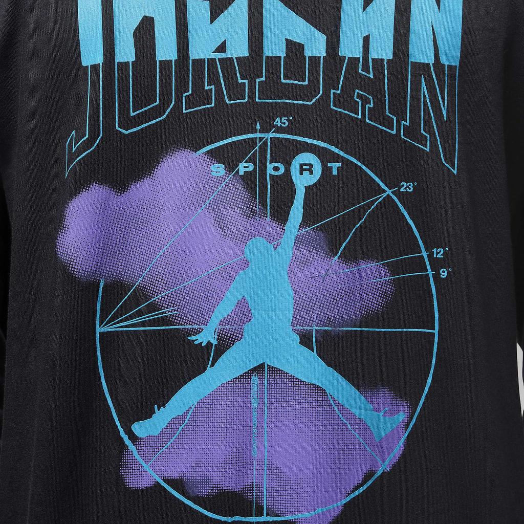 Jordan Sport Letter Print Pattern Ribbed Crew Neck Long Sleeve T-Shirt Men Tops Black FD7004-011