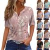 Tricou de damă Tricou imprimat cu buton cu mânecă scurtă, zilnic, la modă de weekend, de bază, cu decolteu în V, obișnuit