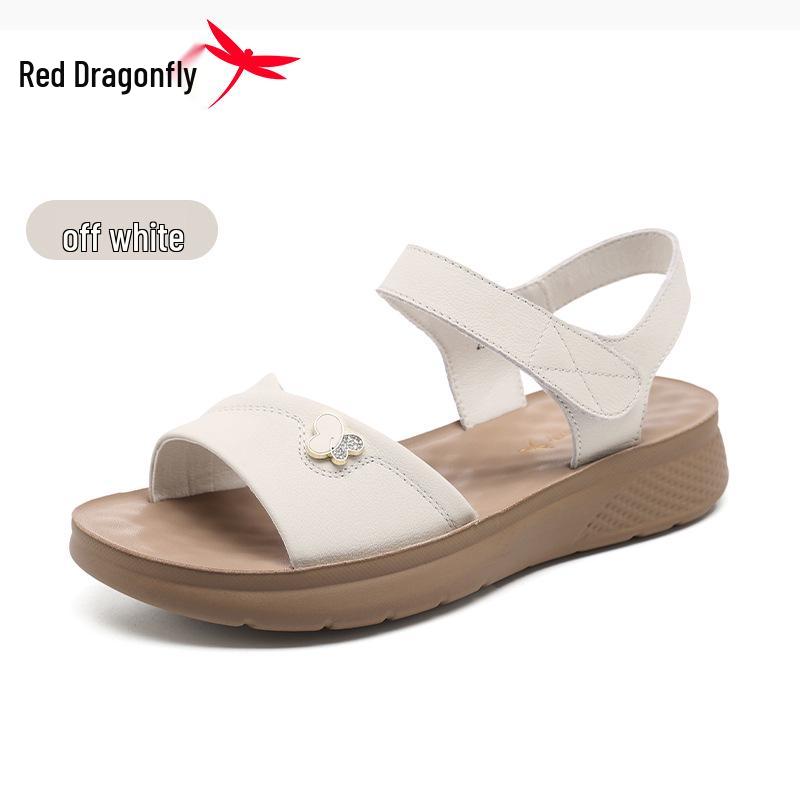 Red Dragonfly Women s Genuine Leather Strap Sandals - 2026 Summer Collection 36