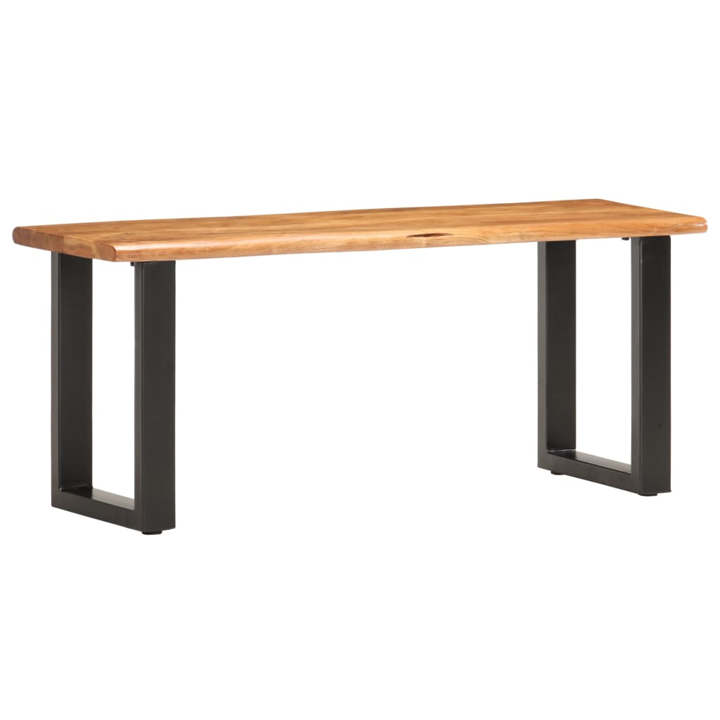 Solid Wood Bench with Natural Edge 110 Cm Acacia Wood and Steel
