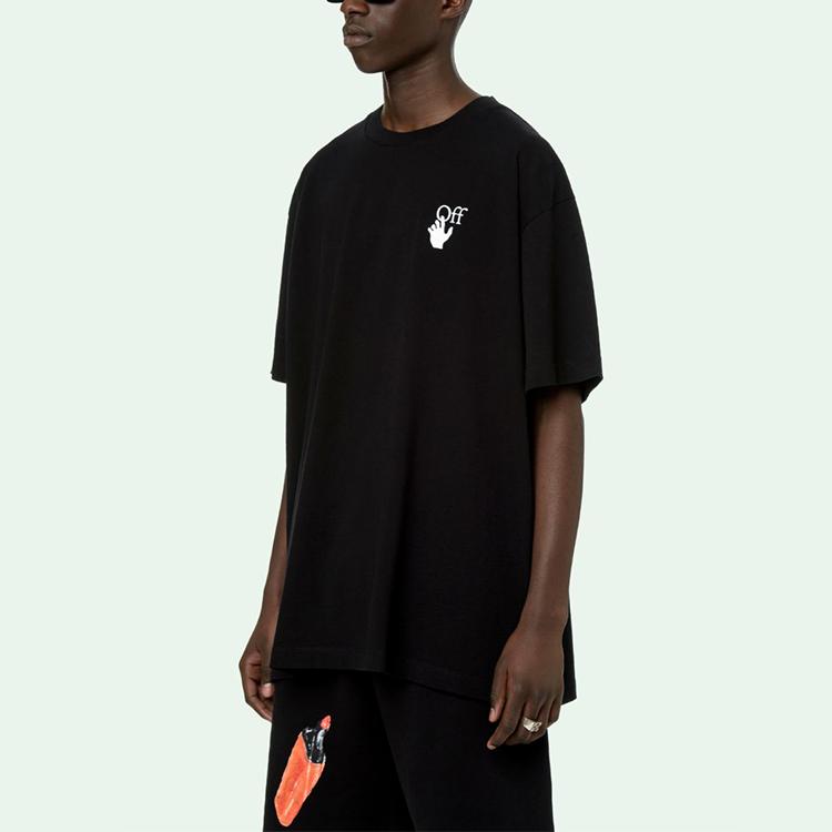 Off-White SS21 Oil Painting Arrows Print Short Sleeve T-Shirt Unisex Tops Black OMAA038F20FAB0021001