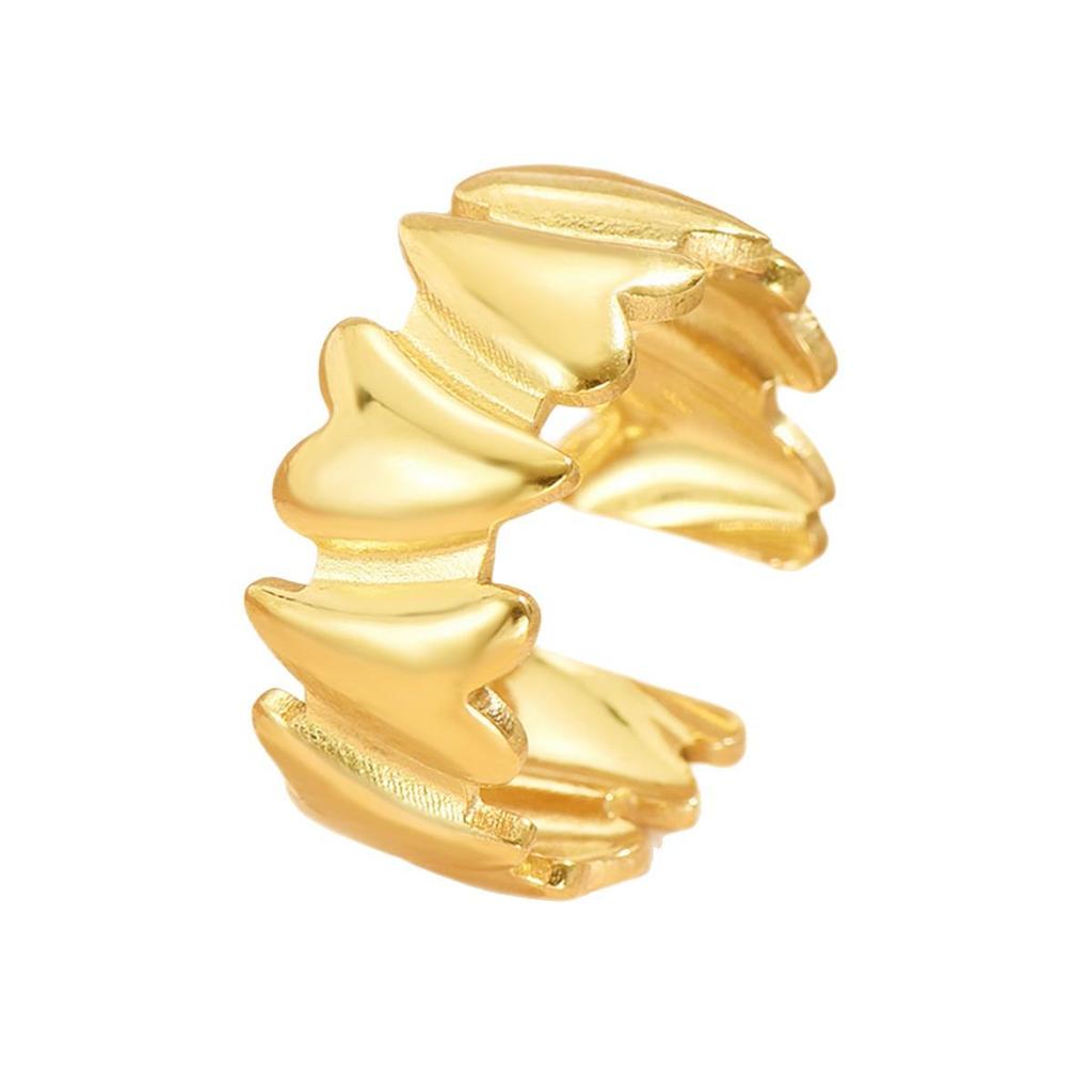 Women's Irregular Heart Ring, Versatile Open Heart Design, Stainless Steel with 18K Gold Vacuum Plating