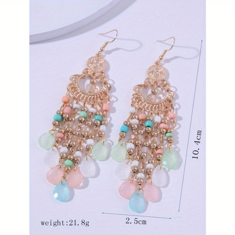 Beads Decor Tassel Drop Earrings