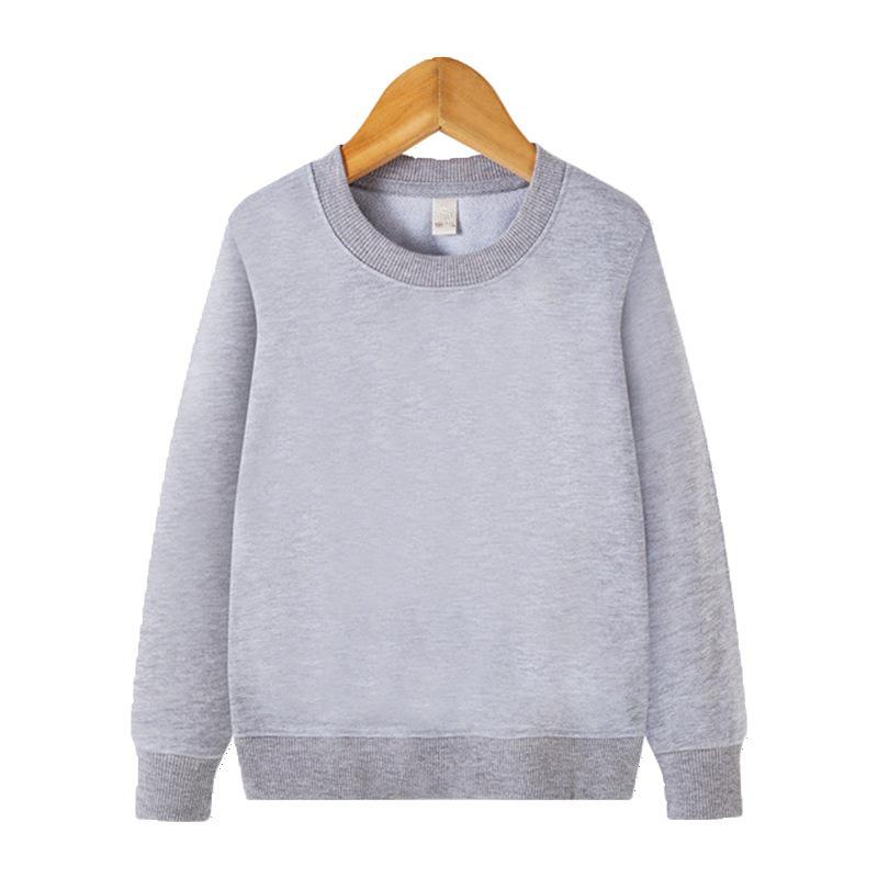 Ensfarget langermet genser med rund hals - Allsidig koreansk pullover for barn vår og vinter