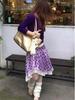 French Retro Asymmetrical Satin Patchwork Skirt with Lace and Polka Dots for Autumn