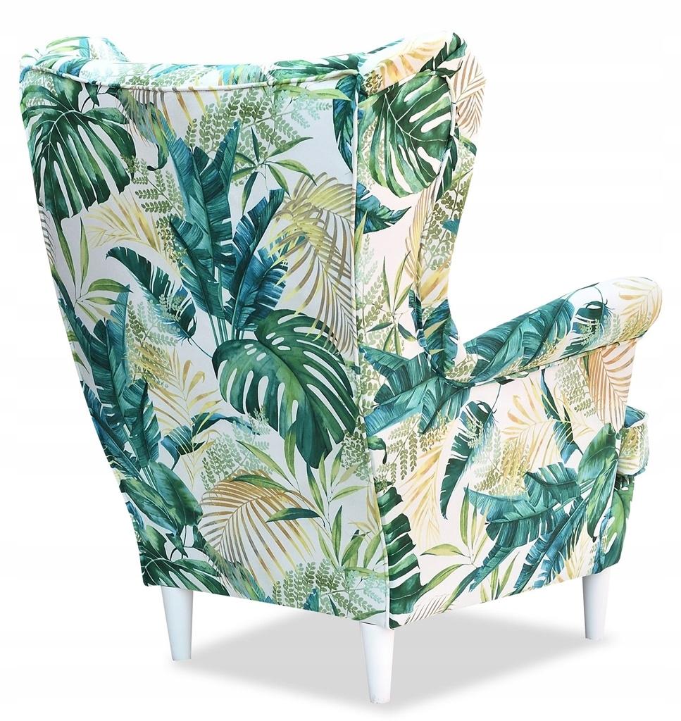 ARI PRINT Wing Chair with Footrest Scandinavian Family Meble Patterned