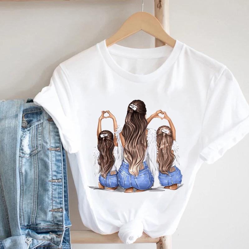 Watercolor Short Sleeve Mom Mother Mama 90s Women Clothing Casual Print Tee Top Summer Fashion T-shirt Lady Female Graphic T-shirt