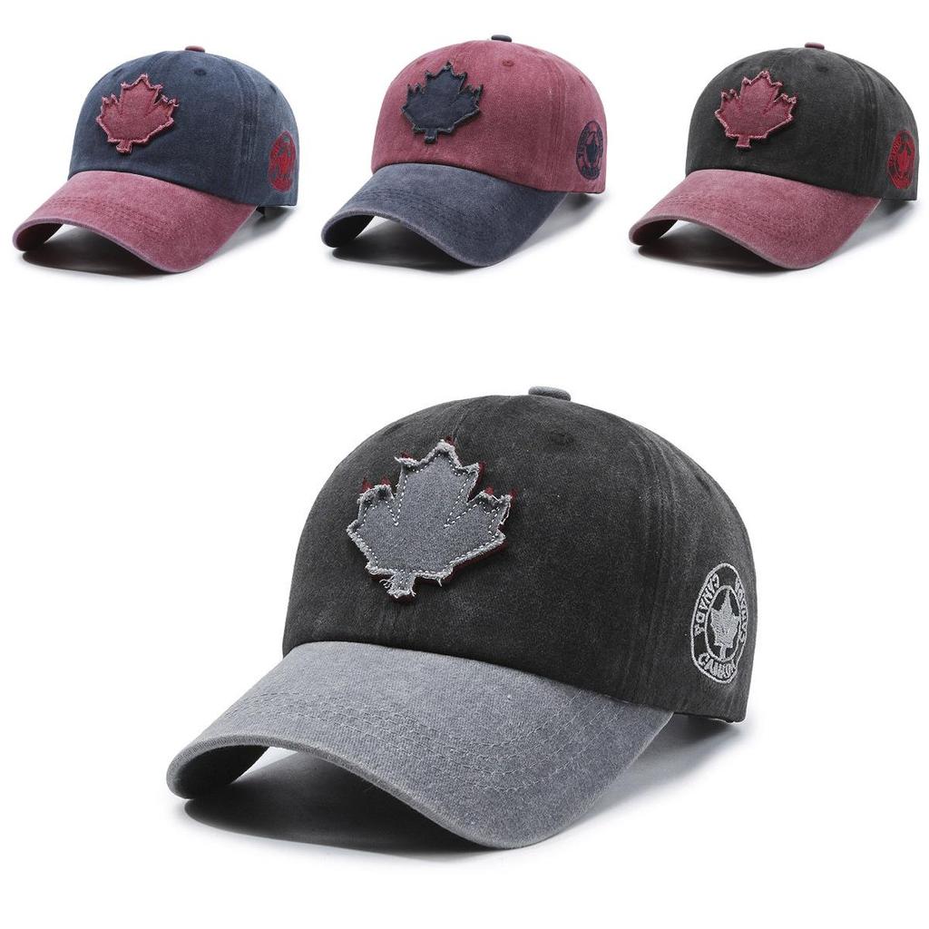 New Trend Adjustable Cotton Baseball Hat With Maple Leaf Decoration Design For All Seasons