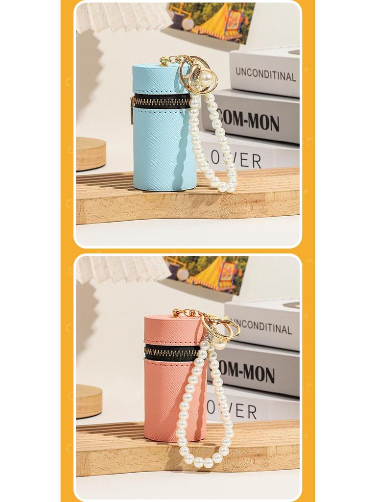 Mini Cross-border PU Bucket Bag: Portable, Stylish Make-up Organizer with DIY Pendant