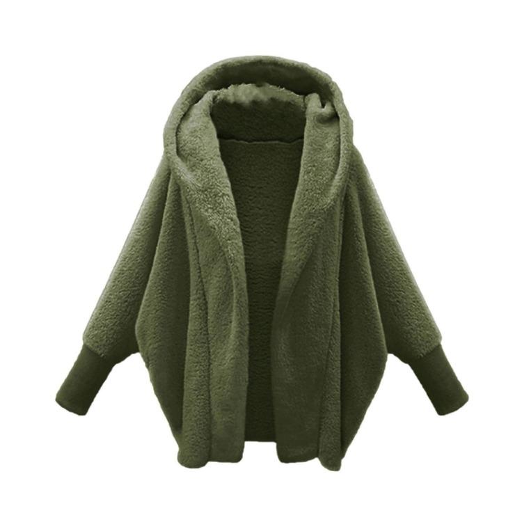

Винтажное Свободное Плюшевое Пальто Женская Мода Длинный Рукав Капюшон Теплое Однотонное XXXL