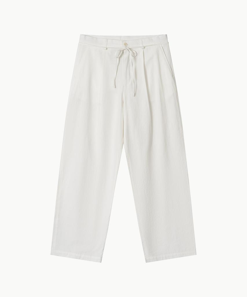 Leondi Drawstring Cotton Trousers - White