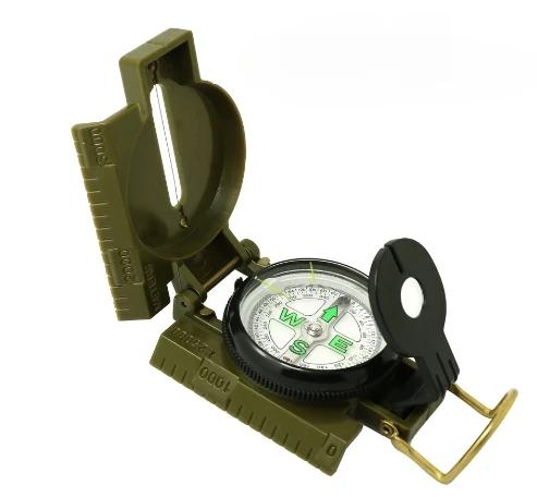 

2025 Folding Compass - Brass+Aluminum Precision Navigation for Camping/Survival, Waterproof Azimuth Scale зелёный