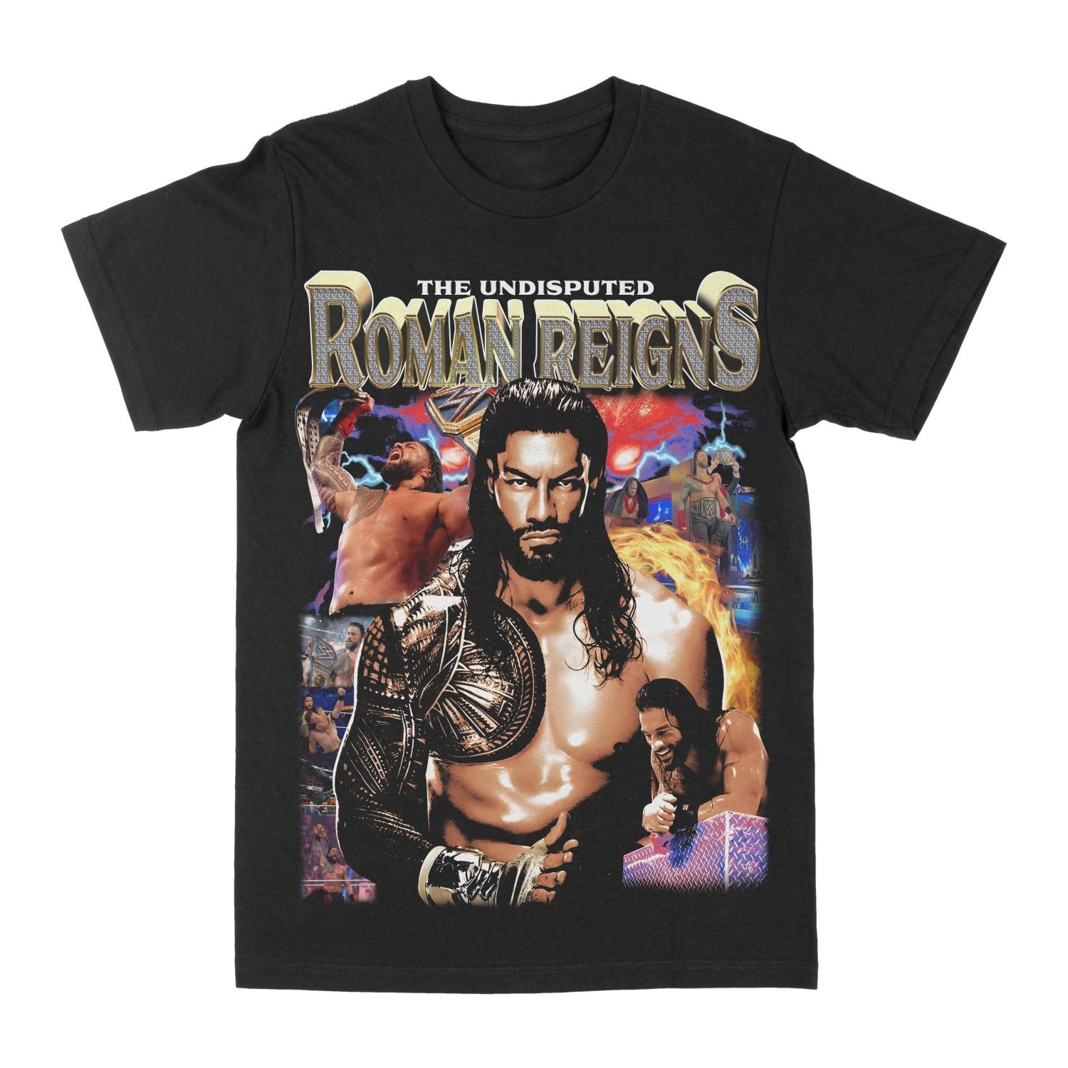 

Футболка с принтом Roman Reigns, летняя, люксовая, из хлопка, мужская и женская, с коротким рукавом. S чёрный