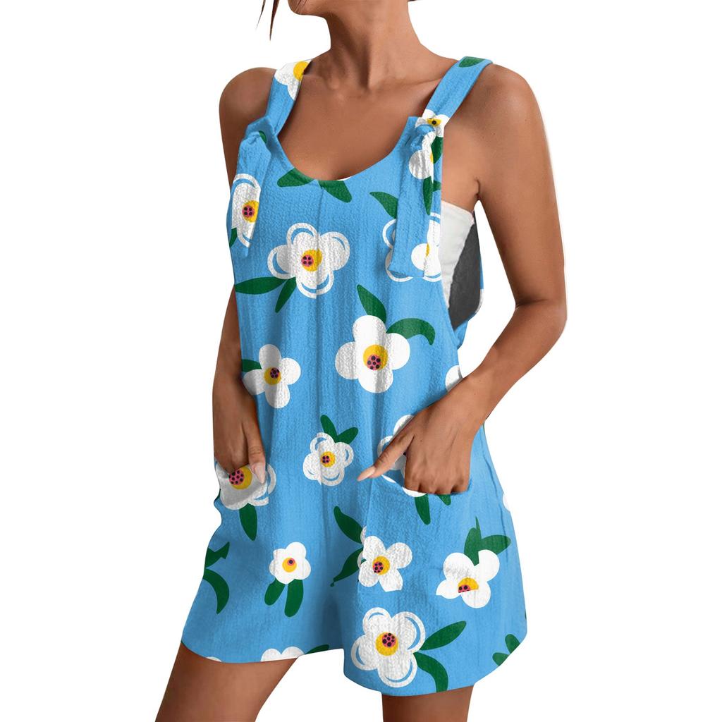 Women's Fashion Floral Print Jumpsuit Casual Jumpsuit Shorts