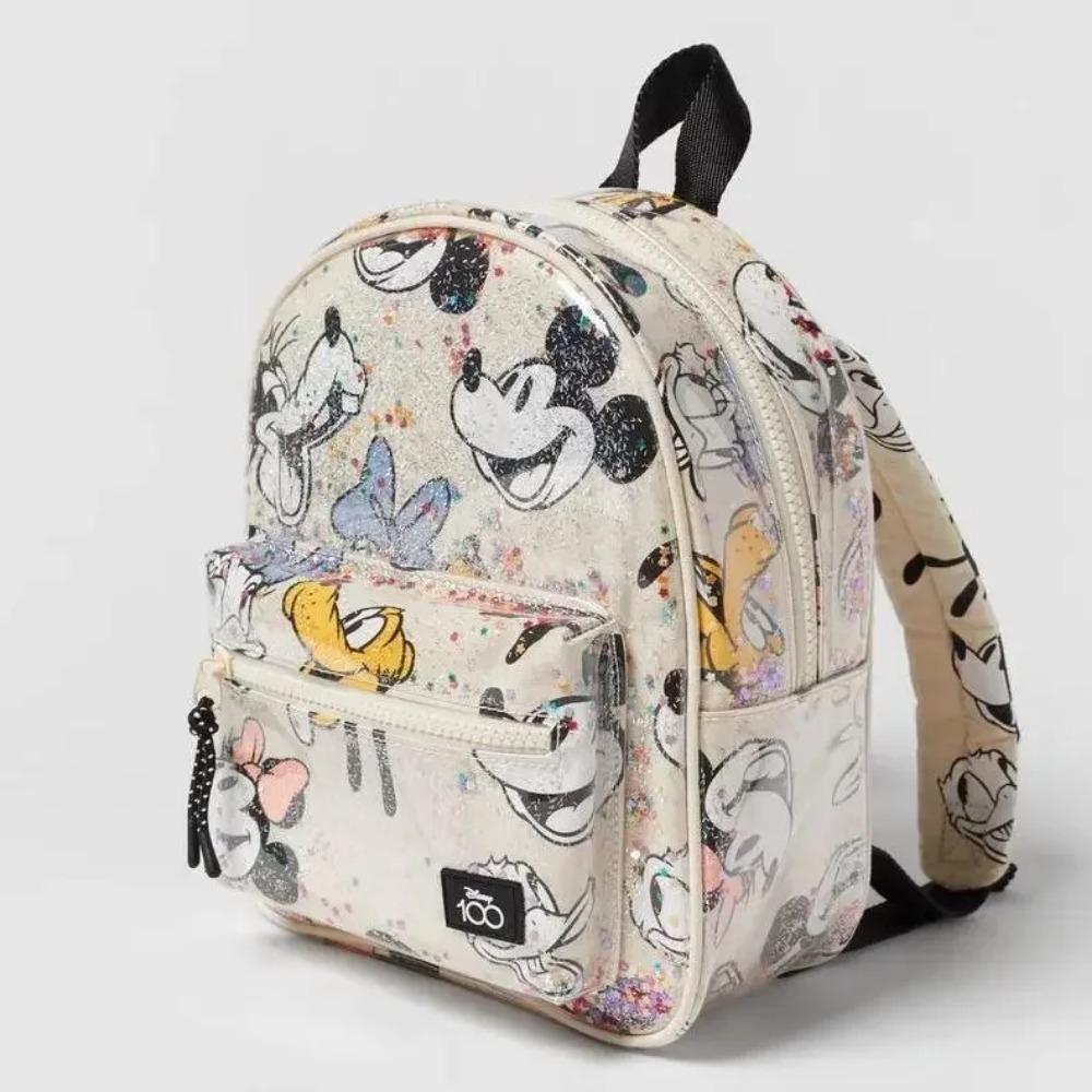 Disney New Mickey Cartoon Fashion Backpack Women's Minnie Canvas School Bag Boys and Girls Fashion Large Capacity Backpack