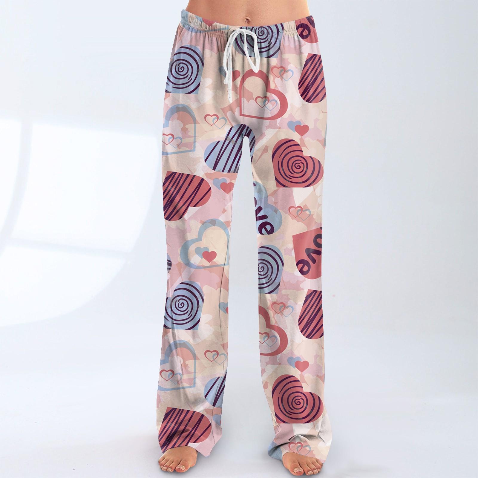 

Женские пижамные штаны, одежда для сна, повседневные брюки с эластичной резинкой на талии, удобные прямые свободные брюки для йоги XL арбуз красный