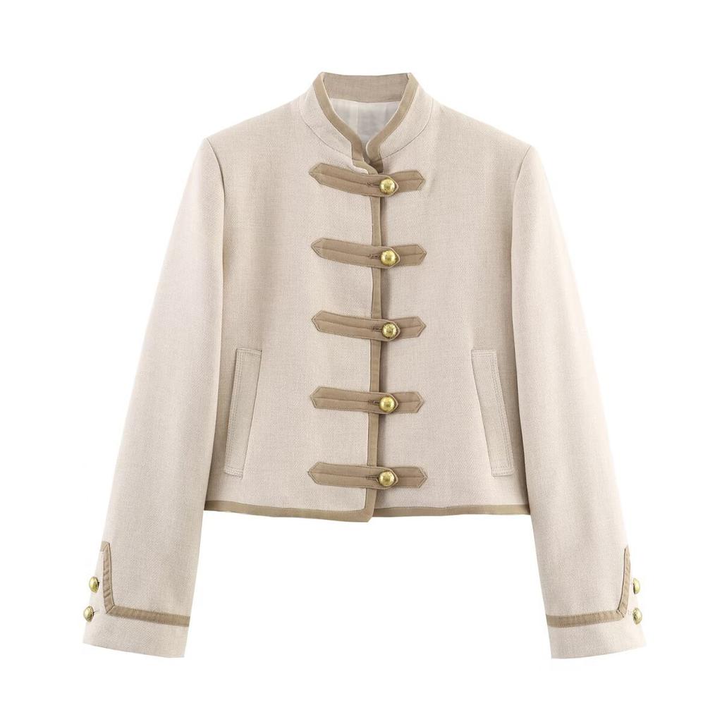 Foreign trade women's clothing spring new fashion temperament retro style versatile long-sleeved short jacket