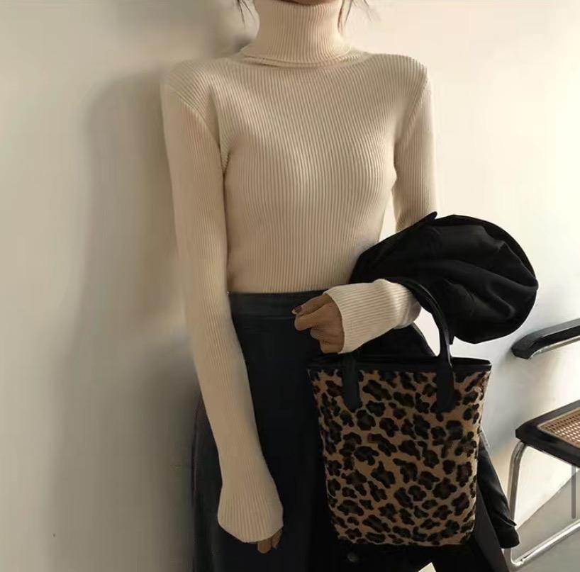 Casual Solid Basic Knitted Blouse Women Elegant Turtleneck Long Sleeve Tunic Auturm Bottoming Pullover Tops  new