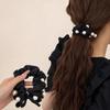Black Color Pearl Hair Tie Pearl Decoration Bow Headdress Fashion Ponytail Holder  Daily Wear