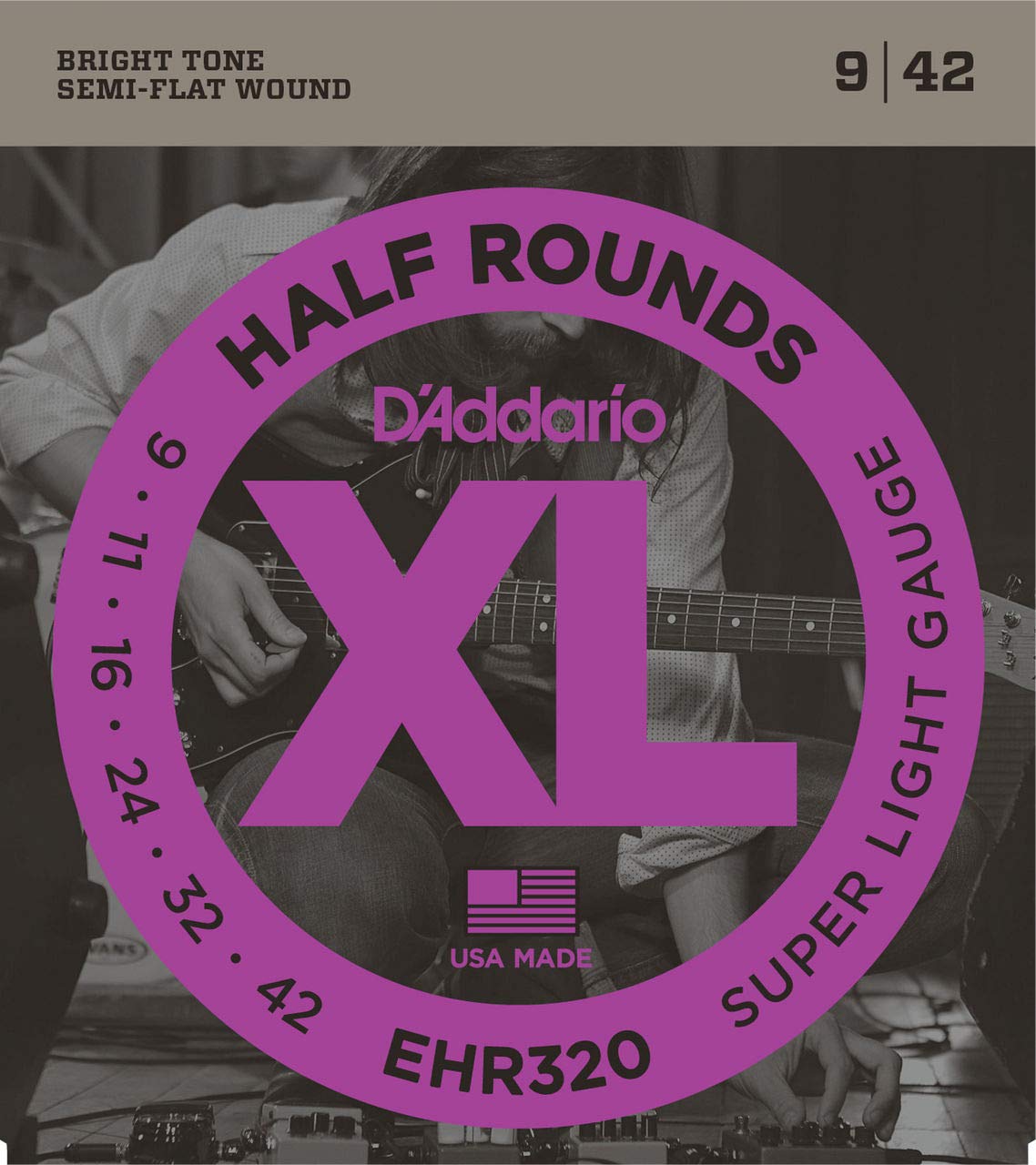 Electric Guitar Strings 403 Stainless Steel Half Round Super Light EHR320 D Addario .009-.042