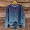 Women's Vintage Knit Button Gradient Print Cardigan Jacket