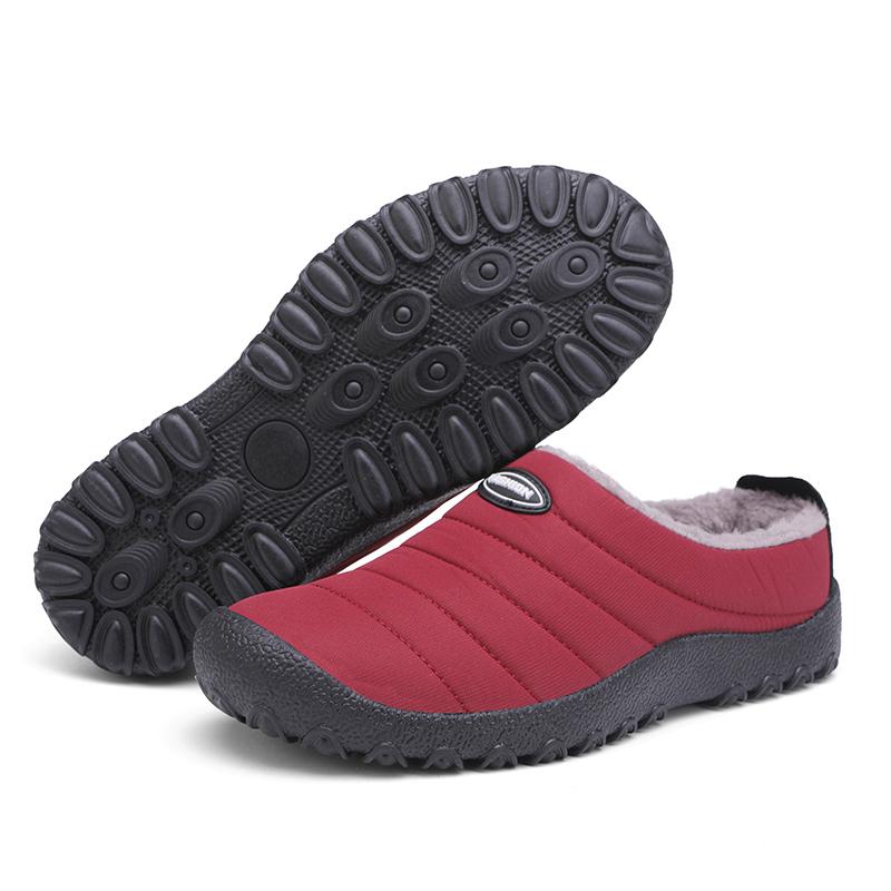 Winter Men Slippers Cotton Plus Fur Shoes Women Snow Outdoor Warm Fur Sneakers Non-slip Warm Furry  Footwear Thick Platform Winter Slides