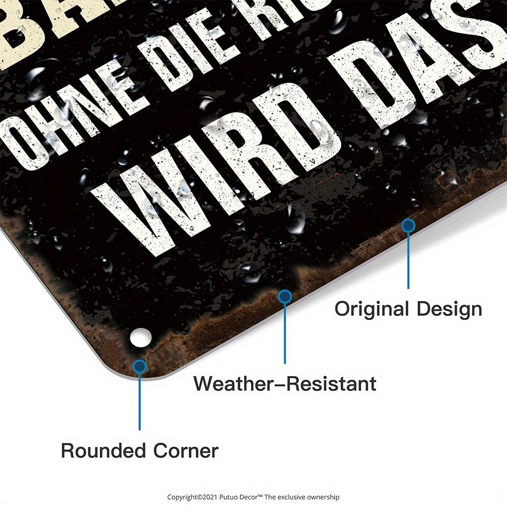 Vintage German Metal Tin Sign - 'In Job Is Like A Bank Robbery' Quote - Metal - For Home, Farmhouse, Office Decor & Gifts