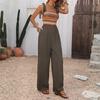 TIFICY Women's Fashion Casual Summer Spring Rhombus Print Sleeveless Suspenders High Waist Trousers Jumpsuits & Rompers