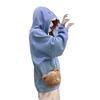 Fun Shark Patch Hooded Sweater Cozy And Stylish Sporty Casual Loose Trendy Couple's Pullover for Autumn