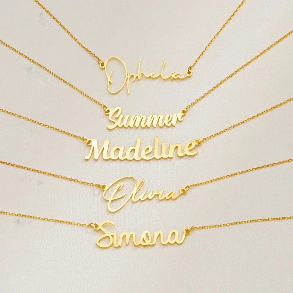 Personalisierte Buchstabenkette aus Edelstahl, schlichter Anhänger, Schlüsselbeinkette, Damenschmuck, Valentinstagsgeschenk