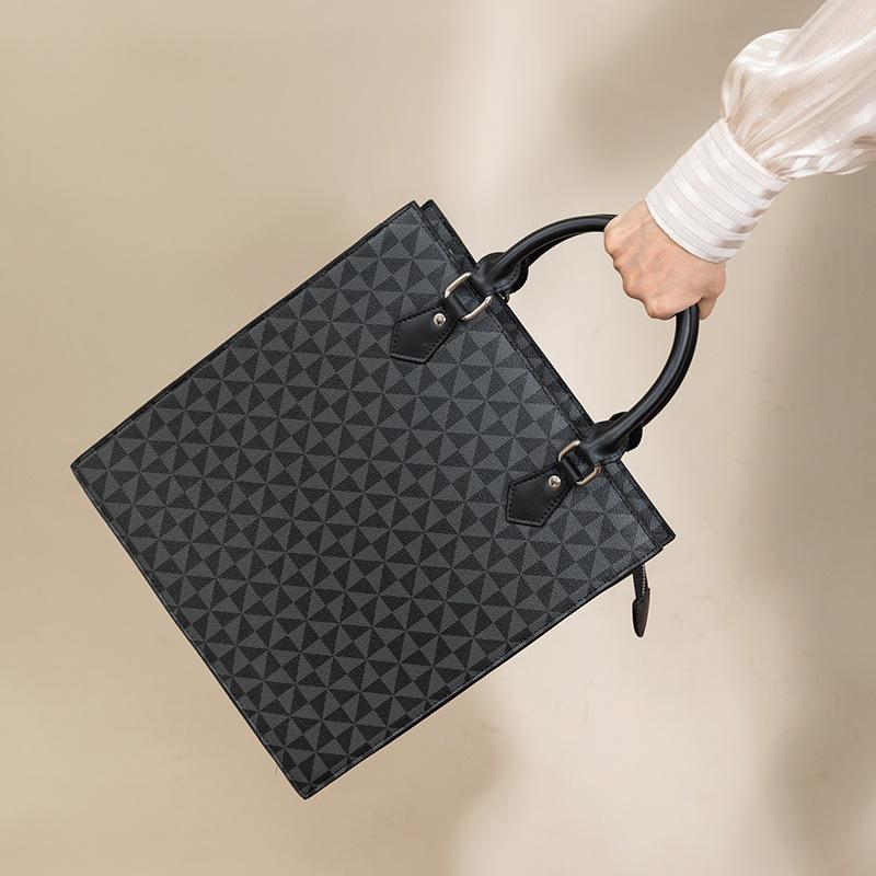 Women's Handbag Career Business Commuter Bag Simple Square Printed Big Bag Handbag Computer Bag