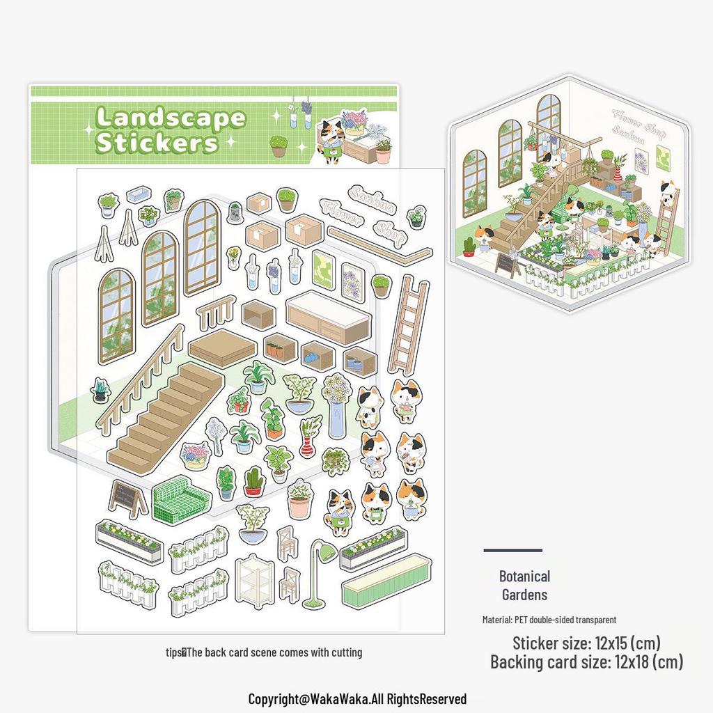 Christmas Miniature 3D Cabin Scene Stickers – Cute Handmade Cartoon Stickers for Journals