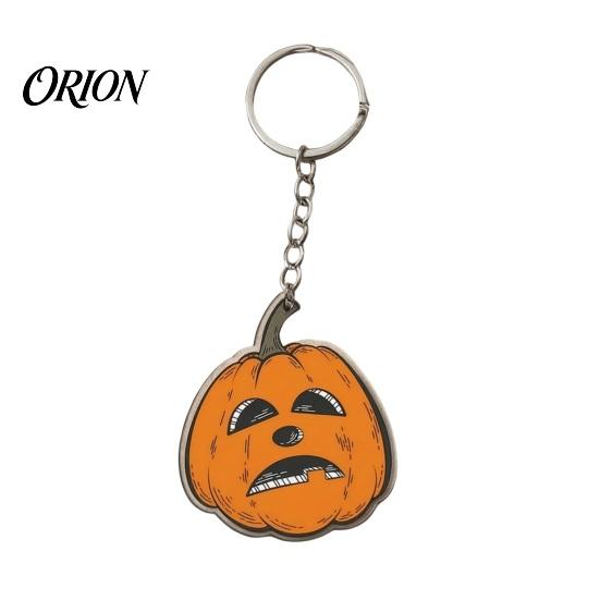 Durable Metal Key Chain Halloween Creepy Pumpkin Acrylic Keychain, Double-sided Head Ring for Backpacks, Decorative Car Holiday Party Bag Accessory