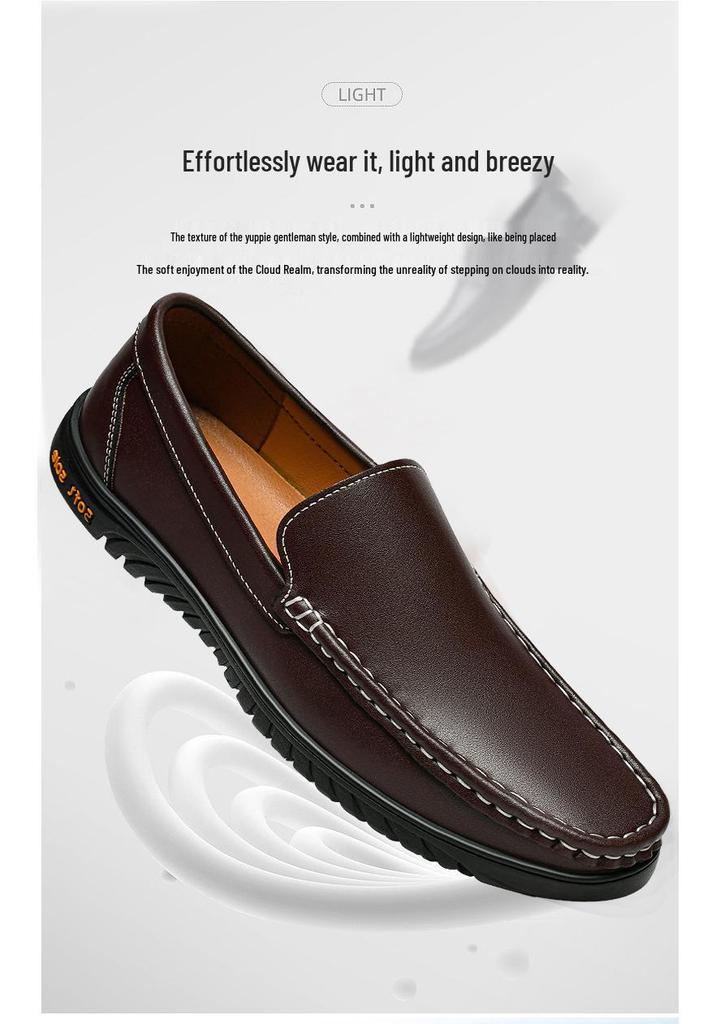 Men's Genuine Leather Loafers - Soft Sole, Breathable & Trendy Driving Shoes