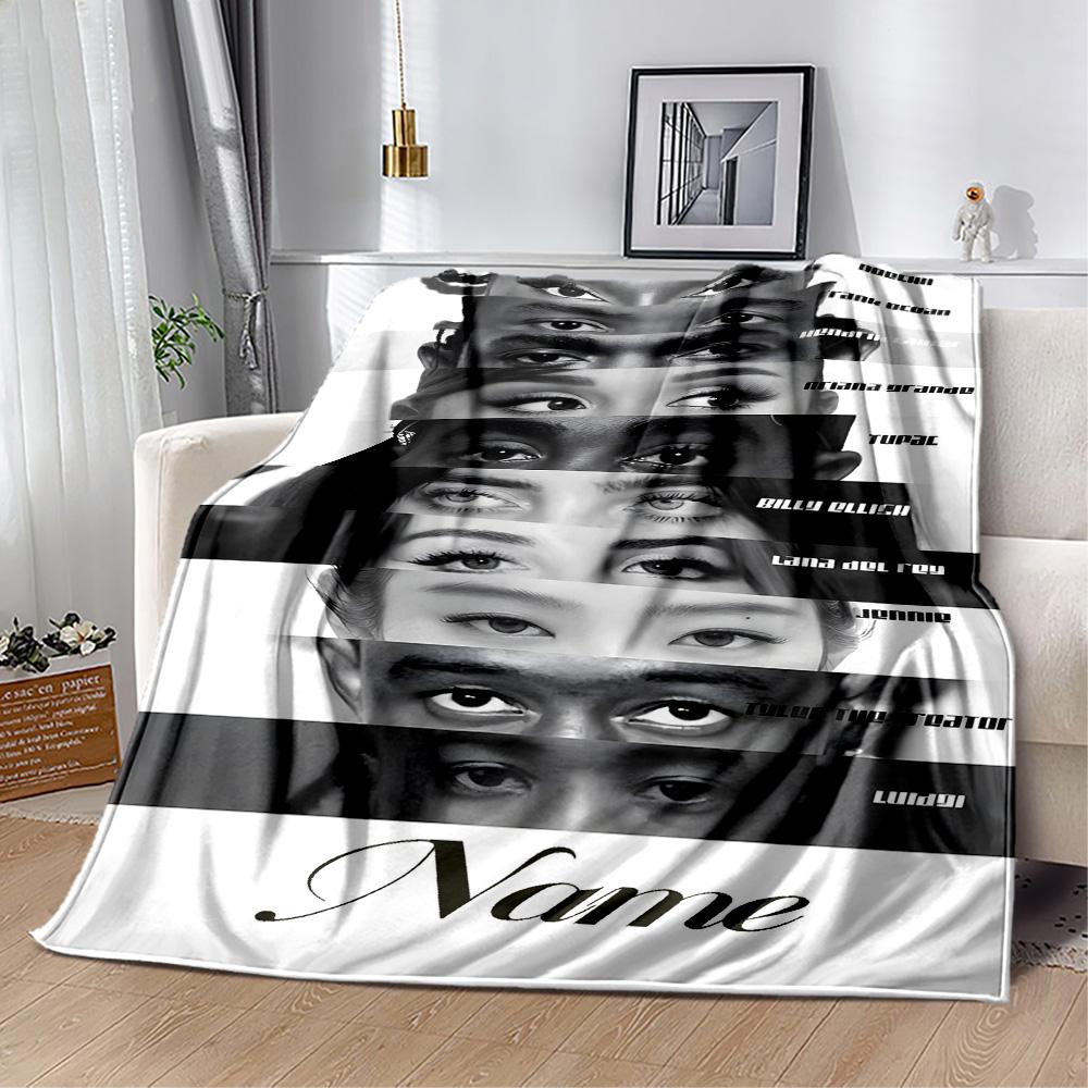 Facial Expressions Diversity Customize Your Name Blanket Multi-purpose Personalized Blanket Warmthful Decor for Picnics Bedding Sofa Chair