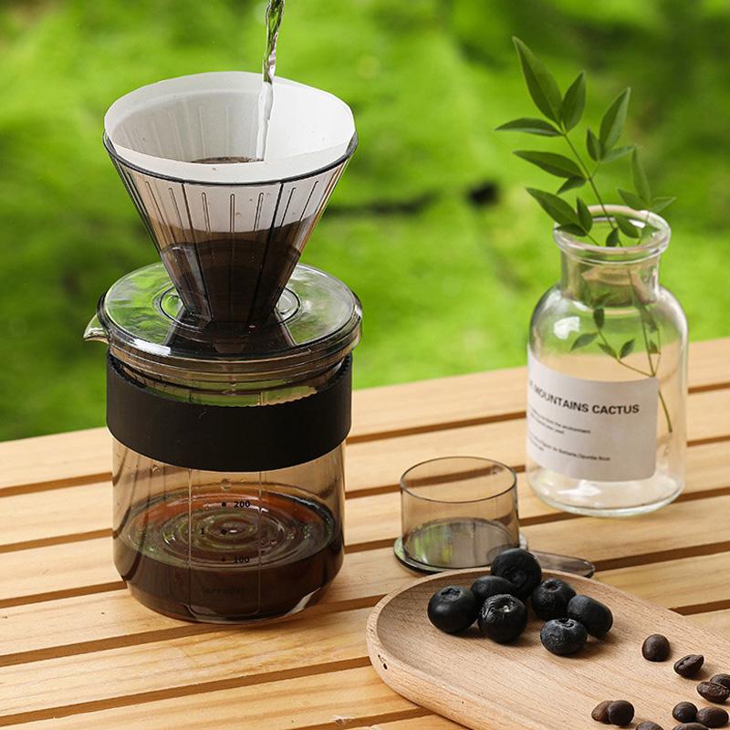 3in1 Portable Outdoor Hand Brew Coffee Pot Set Multi-purpose Transparent Coffee Cold Brew Cup Travel Camping Coffee Storage Cups