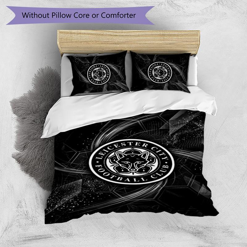 Leicester City Football Printed 3 Pieces Bedding Set, Comfortable Skin Friendly Bedroom Duvet Cover Set