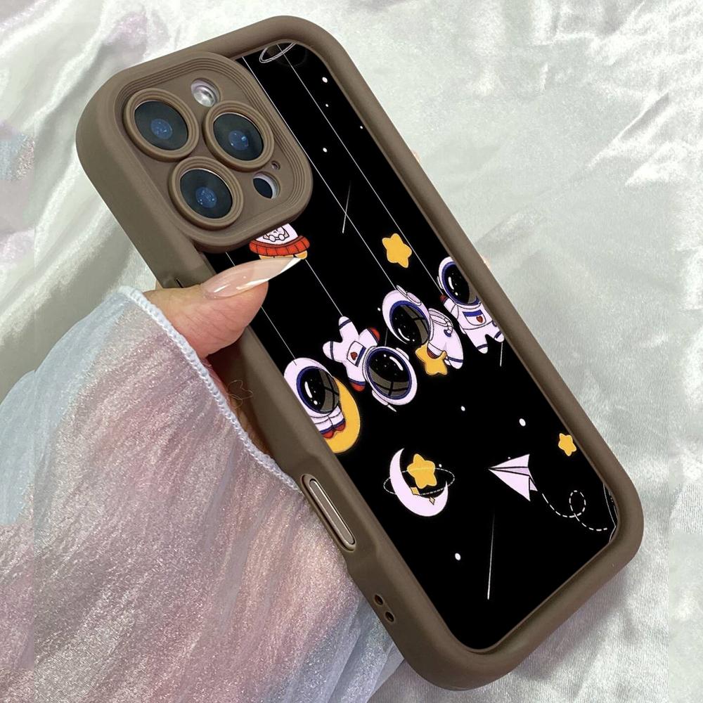 JT236 Exploring the Universe with a Cute Cartoon Astronaut for iPhone 17 16 Pro Max Samsung S26 Ultra A17 A16 A07 A56 Xiaomi 15T Redmi 15c Soft Case