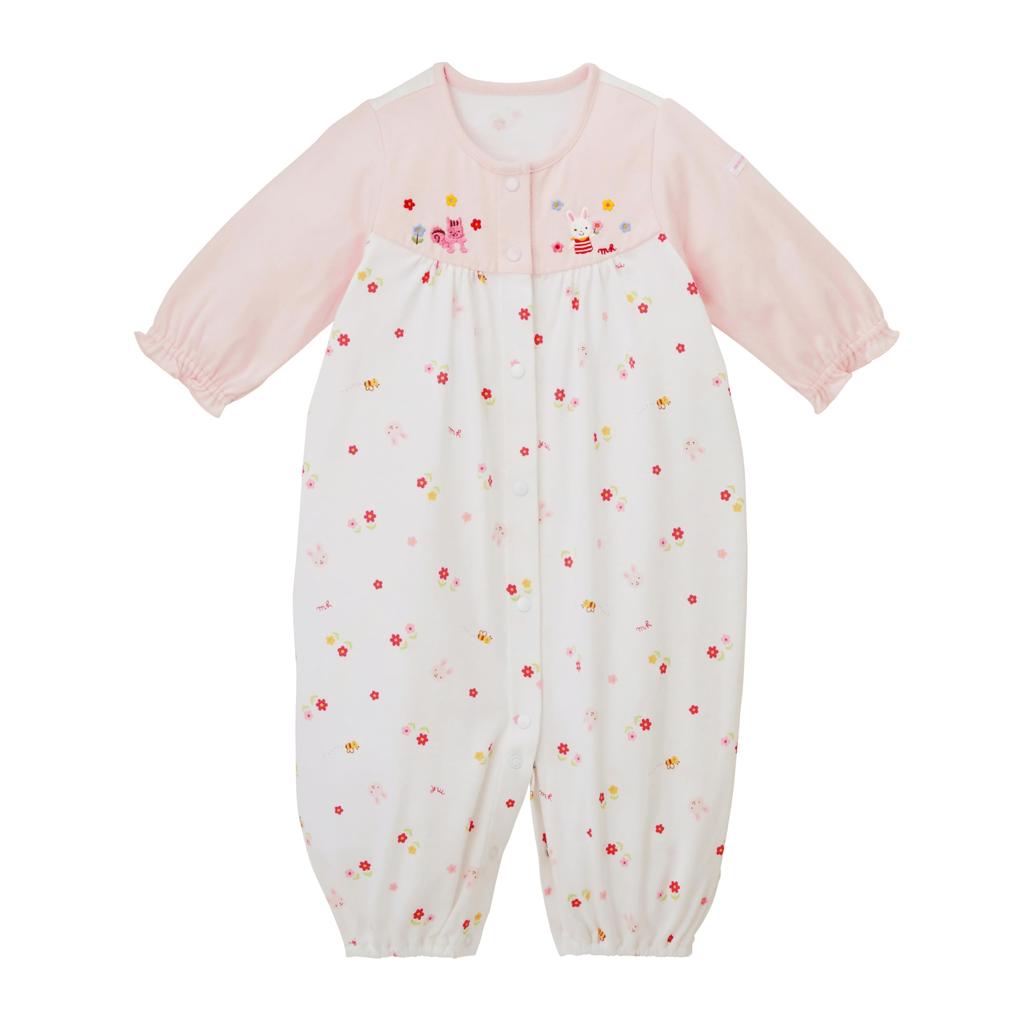 All Coverall Romper Animal Made in Japan Boy Girl Newborn Baby Preparation Baby Baby Clothes Pink [Miki House] Two-way 40-2687-683 50-70cm