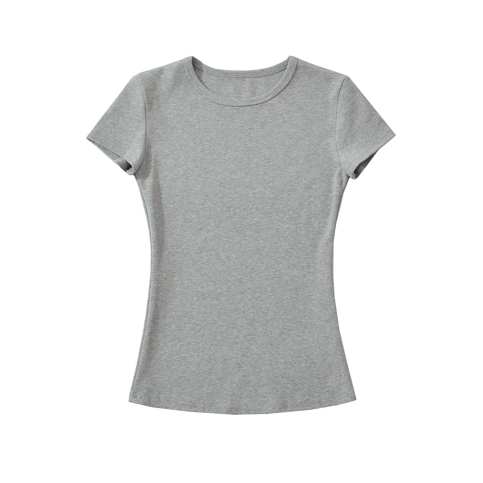 

American Street Style Retro Shoulder Short Sleeve Slim T-shirt - Spring/Summer 2025 Small серый