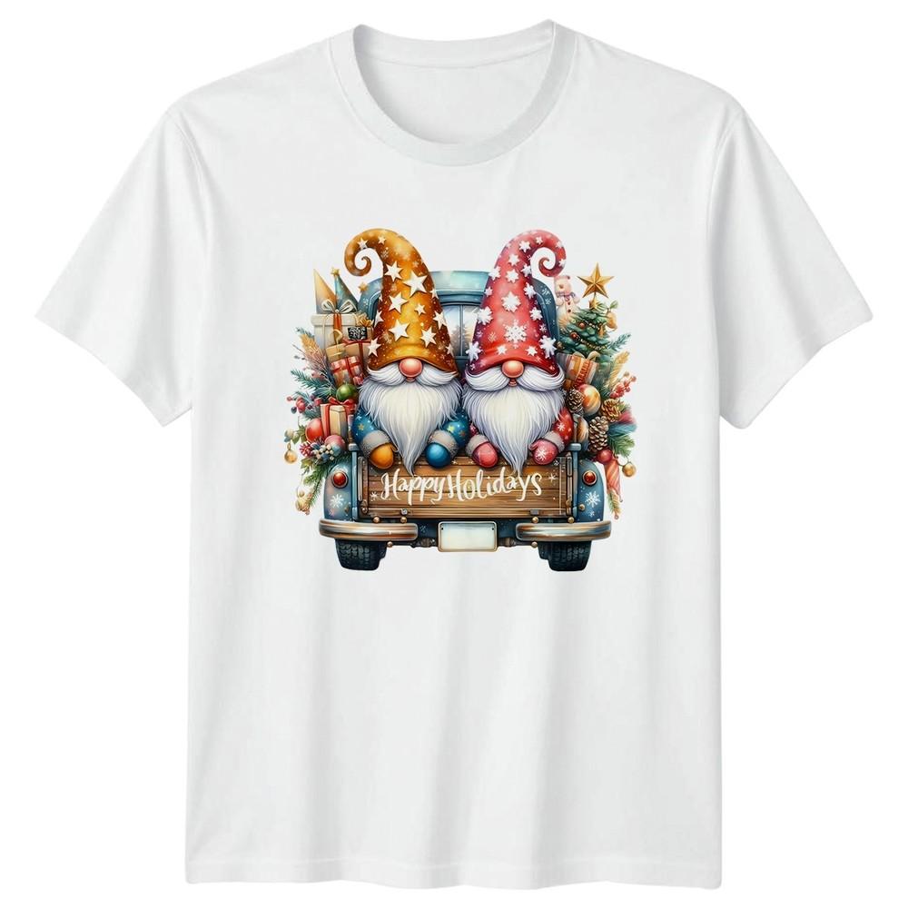 Happy Holidays Christmas Gnomes Vintage Truck Holiday Unisexs Unisexs Graphic Tee S
