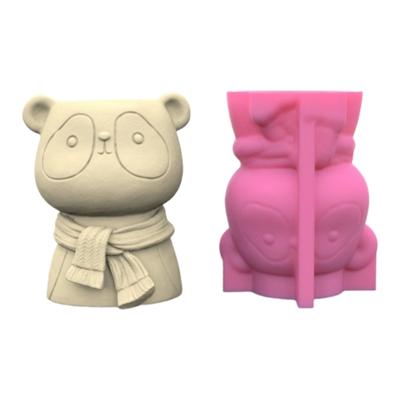 3D Panda Flower Pots Mold Epoxy Resin Molds Pen Holder Candle Holder Cement Planter Silicone Mould Home Decorations