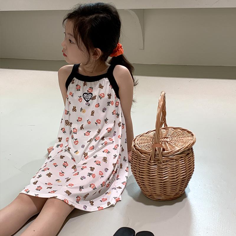 Kids' Halter Dress Summer Girls' Tank Top Beach Dress