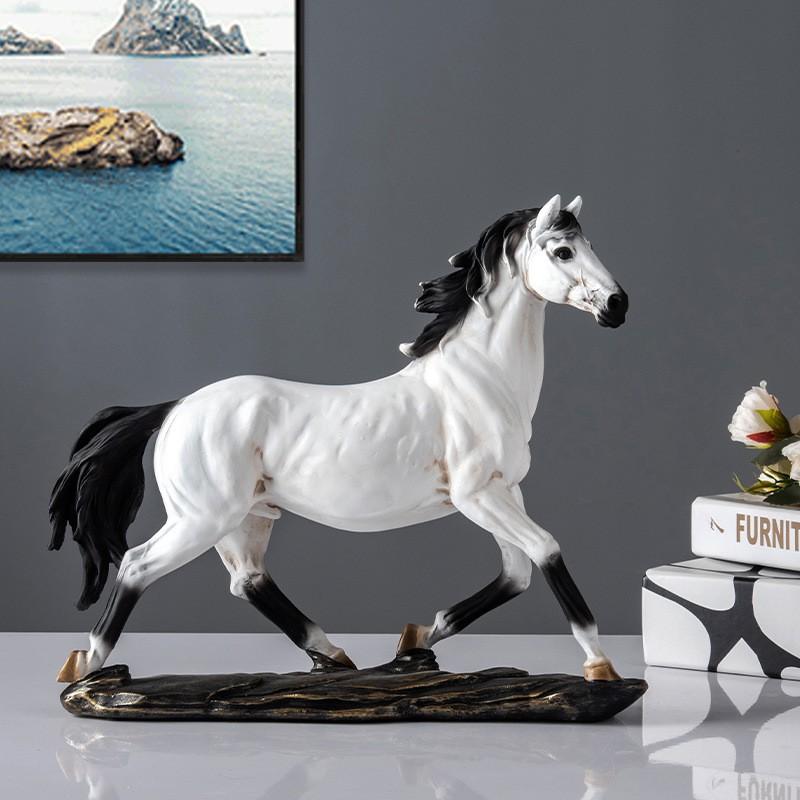 Chinese Zodiac Horse Resin Figurine Decorative Ornament Home Office New Style Vintage Gift