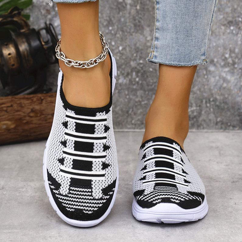 Fashion Comemore Lightweight Round Toe Slippers for Women Mules Flats Soft House Slippers Female Slides Flat Black Casual Mesh Shoes