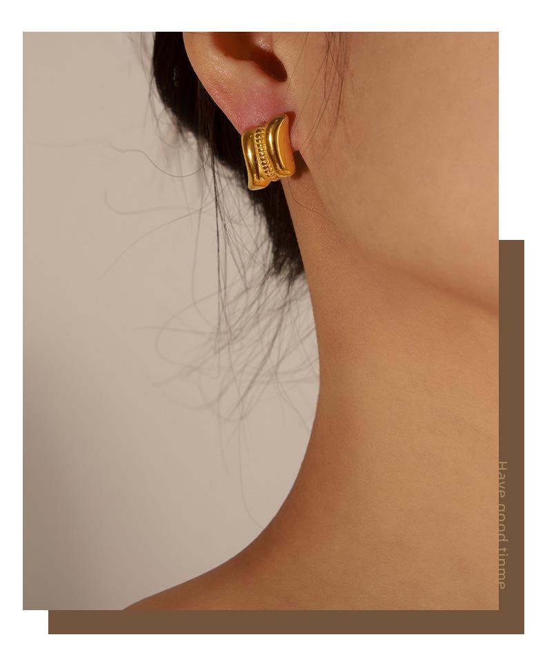 Geometric Minimalist Gold-Plated Titanium Steel Earrings