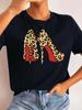 Maycaur New High Heel Wine Glasses Graphic Print T Shirt Women Funny Tshirts Casual White Short Sleeves Tops Tees Feamle Clothes