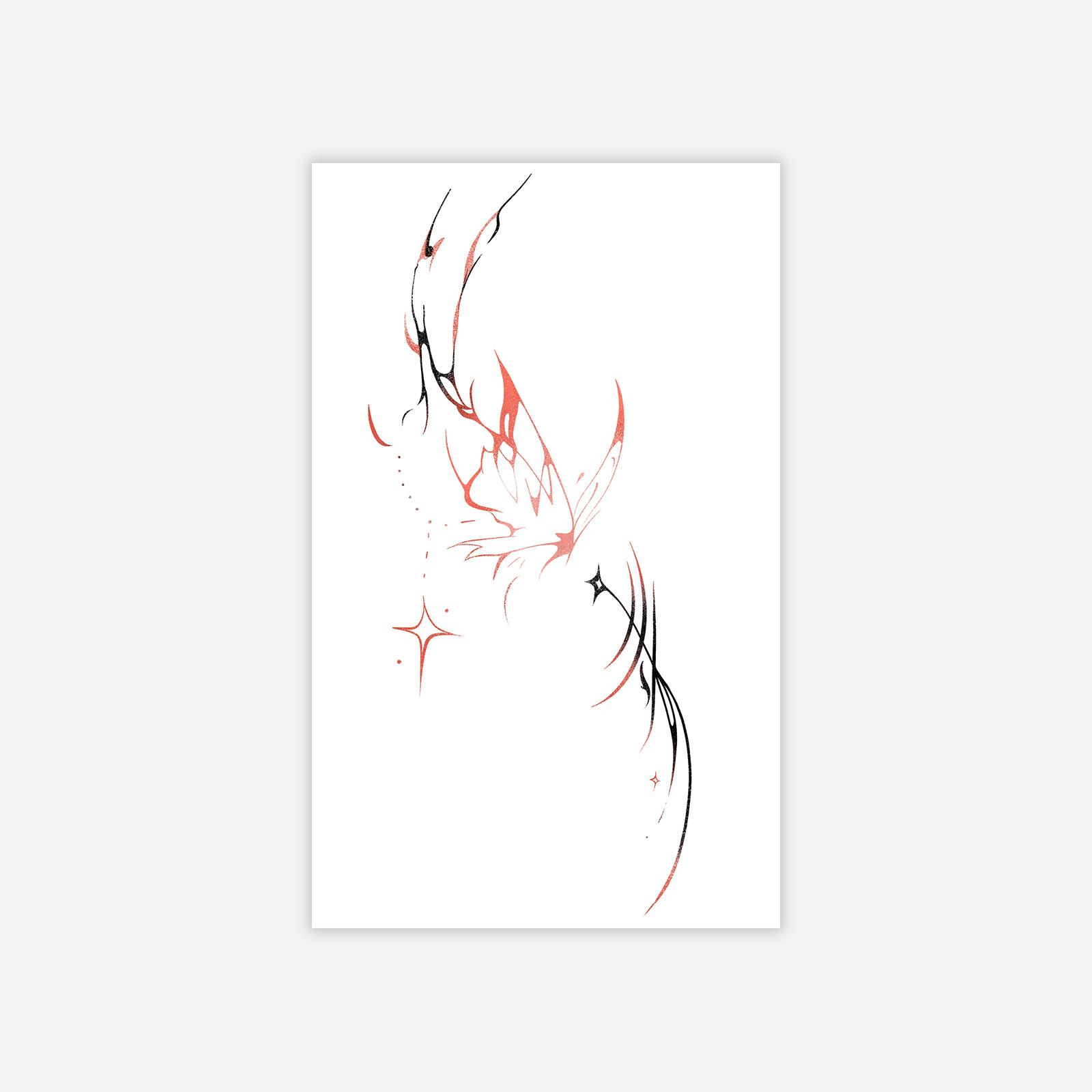

Red And Black Thorn Butterfly Tattoo Sticker Waterproof And Long-Lasting Cool Side Waist Model Simulation Tattoo Sticker 11*18