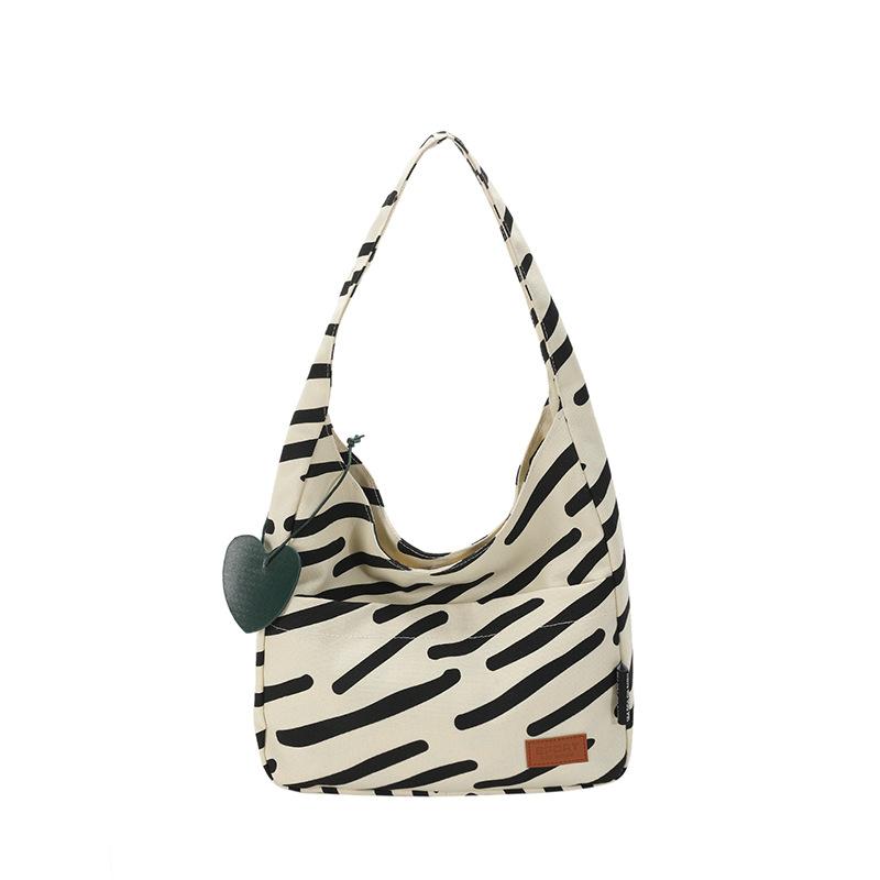 New Stylish and Simple Zebra Pattern Canvas Bag Casual Large Capacity Shoulder Bag Student Tutoring Bag